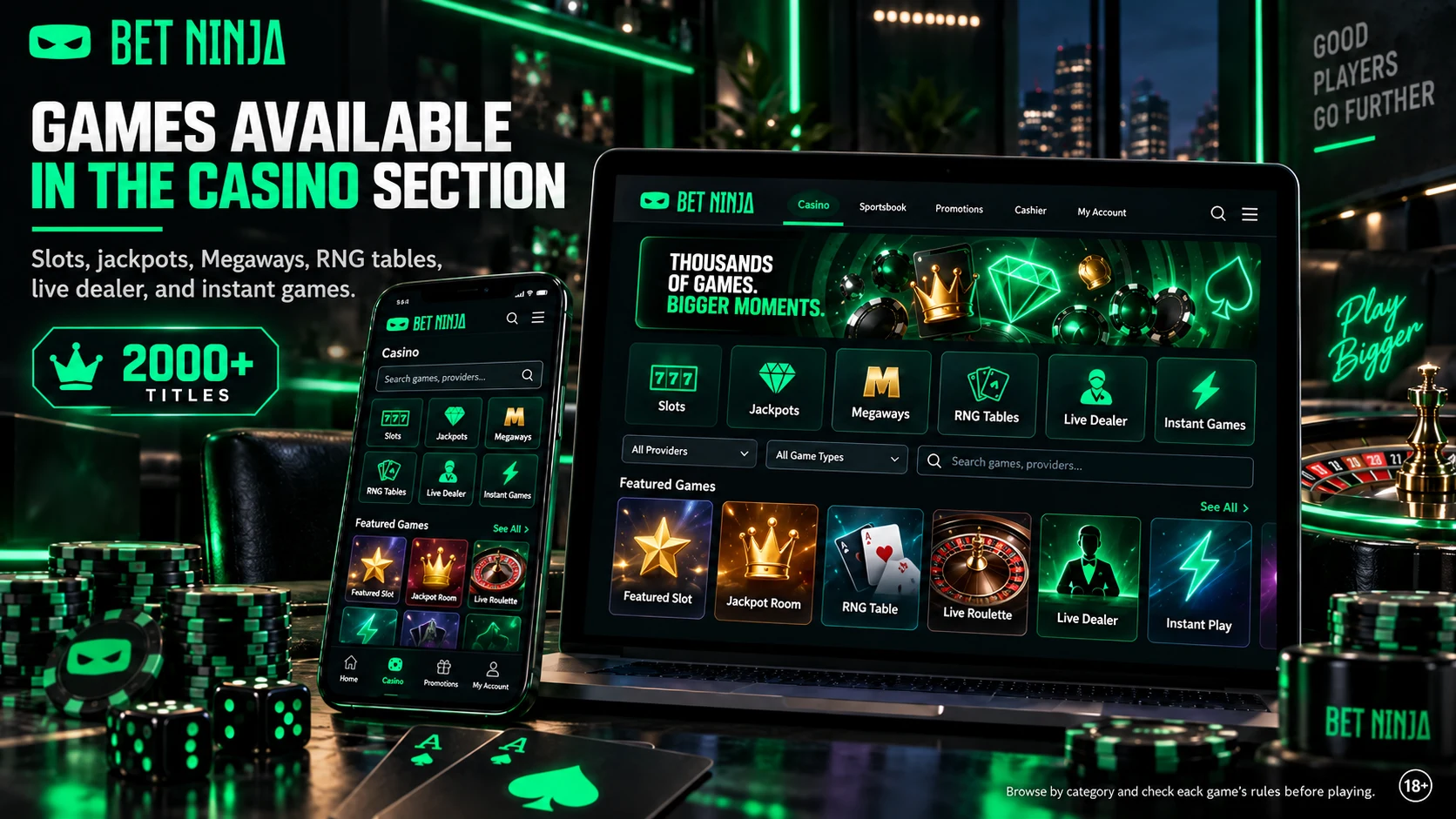 BetNinja Canada Games Available in the Casino Section