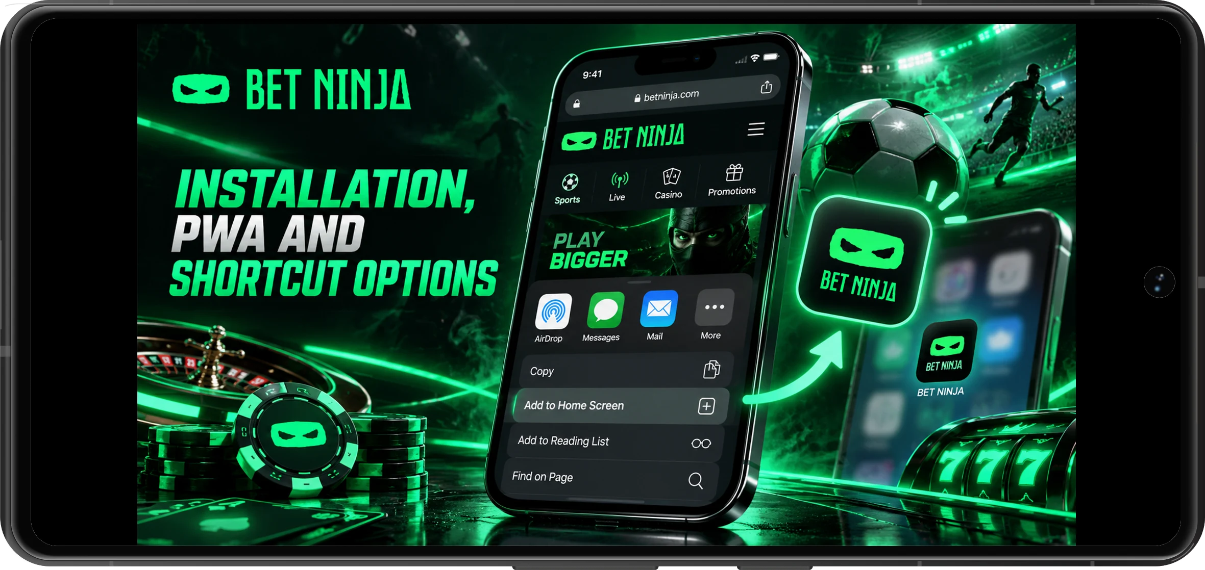BetNinja Canada Mobile Installation, PWA Home Screen Shortcut and Web App Setup