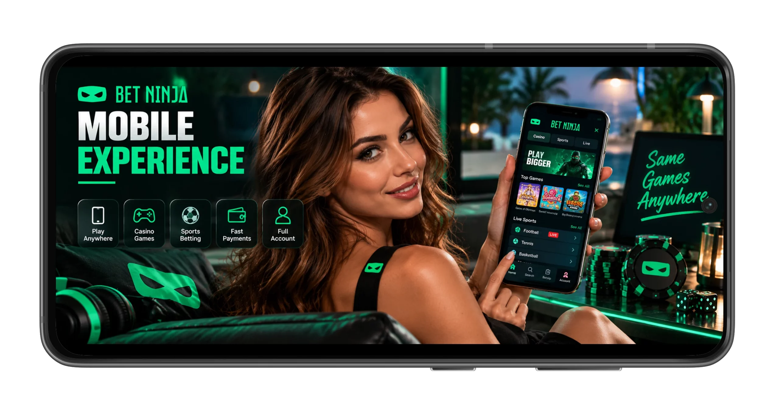 BetNinja Canada Mobile Responsive Browser Casino and Sportsbook Experience